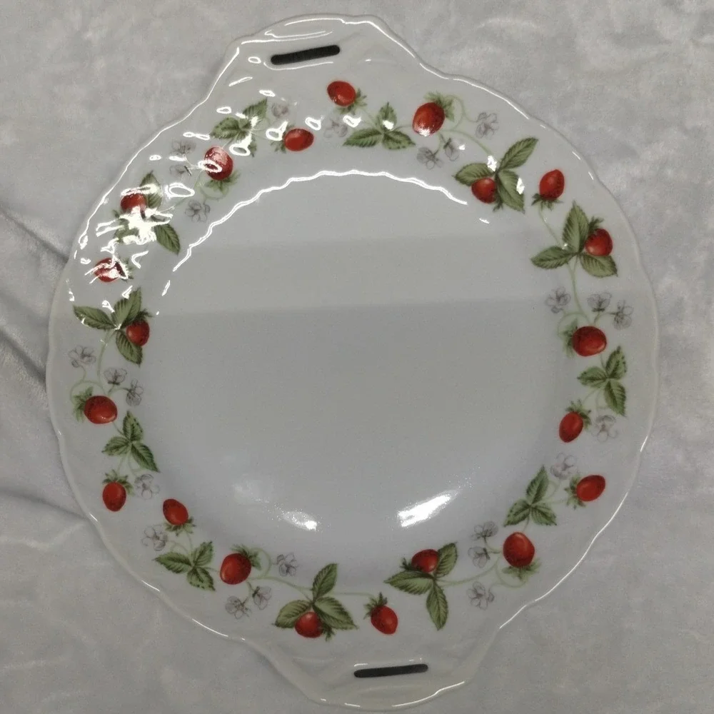 Bernardaud Limoges Fraises Strawberry Handled Cake Plate‎ French Porcelain